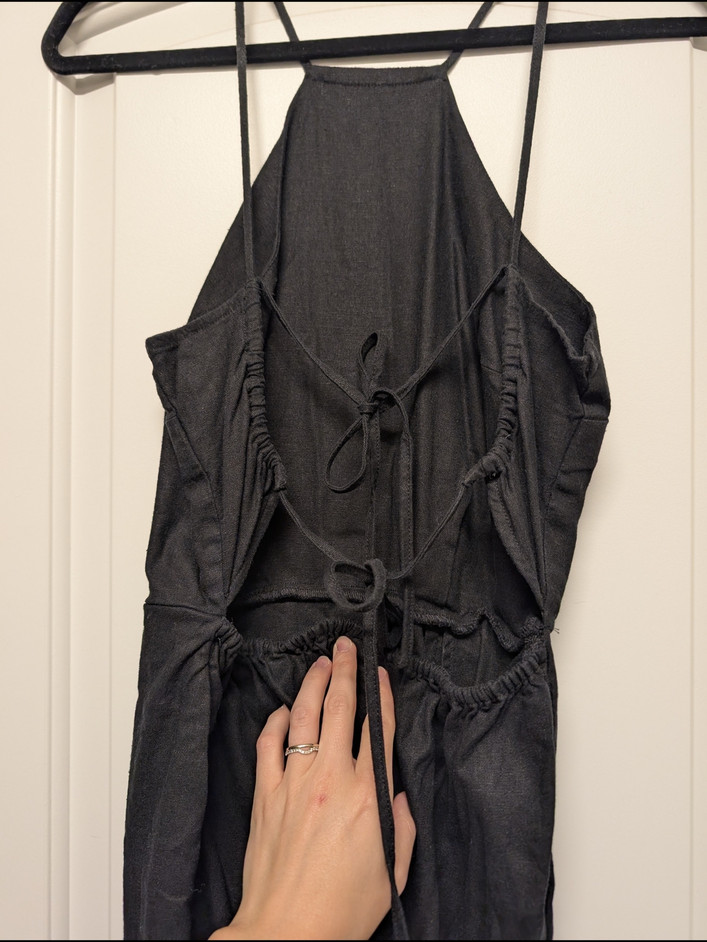 Black Halter Tie-Back Dress